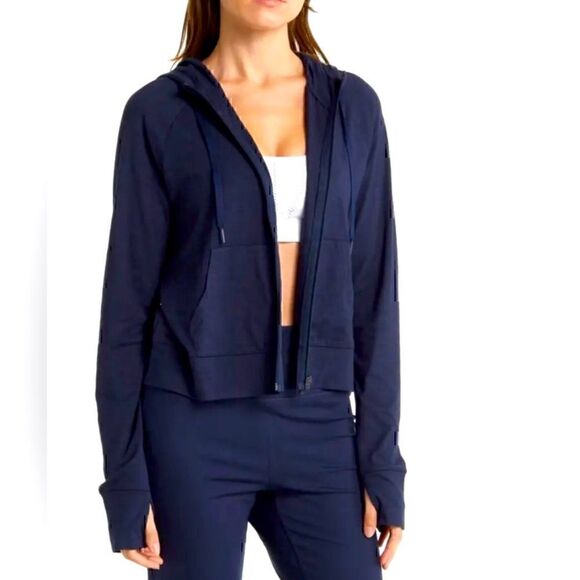 NWT 90 DEGREE BY REFLEX Cropped Zip Up Hooded Jacket Size S - Picture 1 of 10